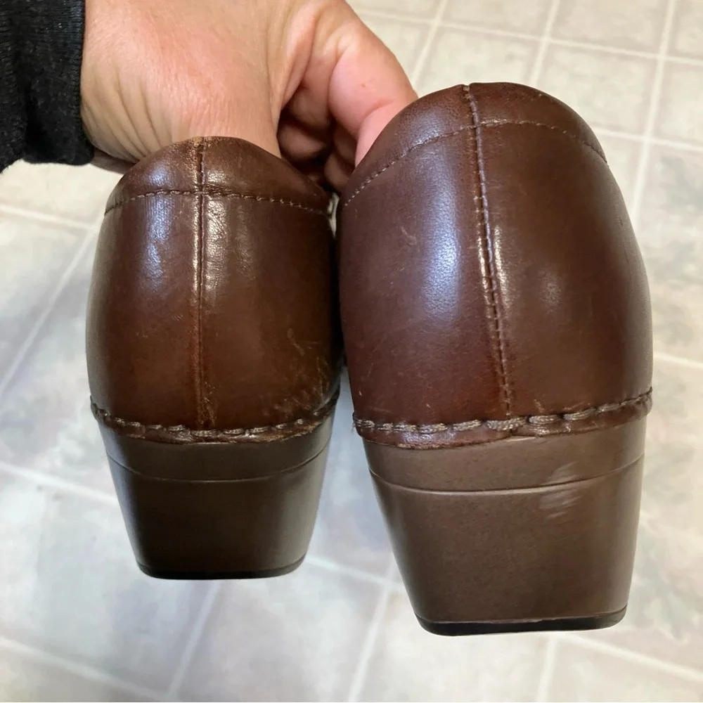 Dansko Stacie Clogs Brown Stitch Sides Block Heel leather 9837457800 size 41 - Picture 6 of 9